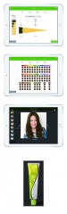 タブレット端末専用システムアプリ「ColorOpe」（カラオペ）の画面と、専用ヘアカラー剤